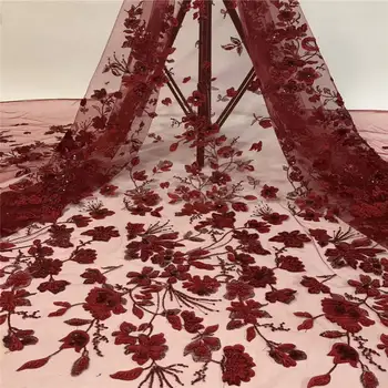 

African women dance dress sequin embroidered mesh, high quality wholesale price glitter design 5 yards