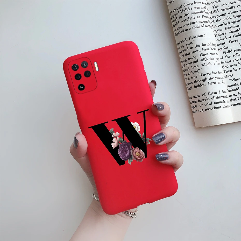 cases for oppo phones For Oppo Reno 5 Lite Case Letters Monogram ABC Flower Soft Silicone Back Cover For Oppo Reno5 Z Reno 5 F Z Lite 5F 5Z 5Lite Case oppo phone back cover
