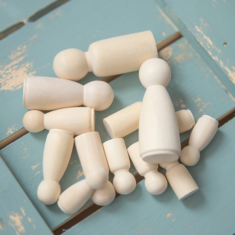 30Pcs 35-90mm Peg Dolls Kids Diy Wooden Toys Unpainted Handmade Mini household products Craft Blanks | Дом и сад