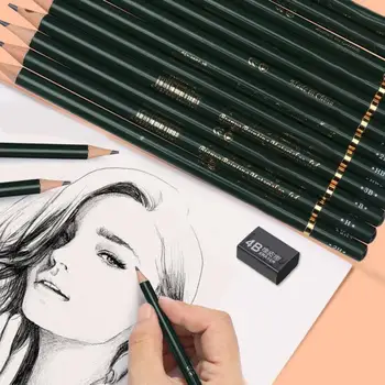 

12PCS Sketching Pencils Set Wooden Non-Toxic Painting Drawing Pencil Art Supplies pencils for school