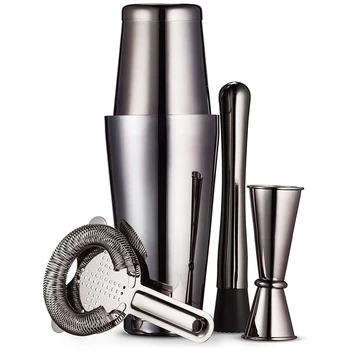 

Promotion! Black Boston Cocktail Shaker Set Stainless Steel Bartender Set Look Like a Pro with Boston Cocktail Shaker Black