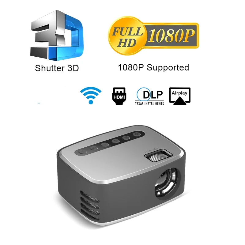Проектор T20 500 люмен (опционально Android 6 0 Wifi W18D) поддержка Full HD 1080P светодиодный