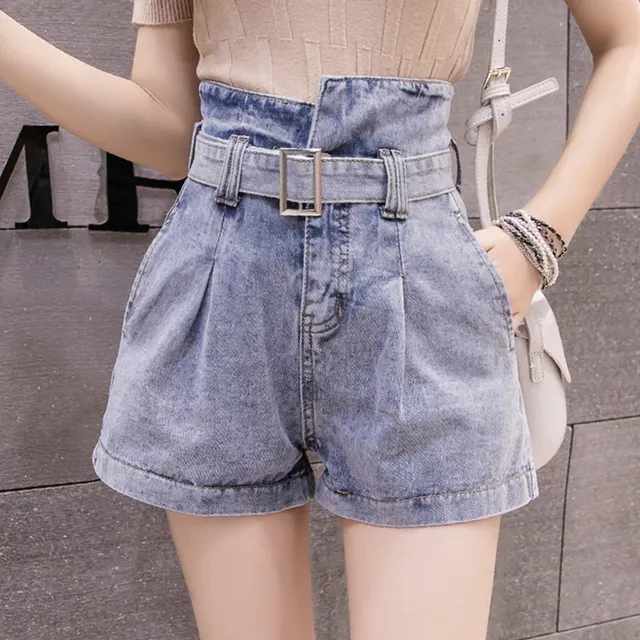 wide thigh denim shorts