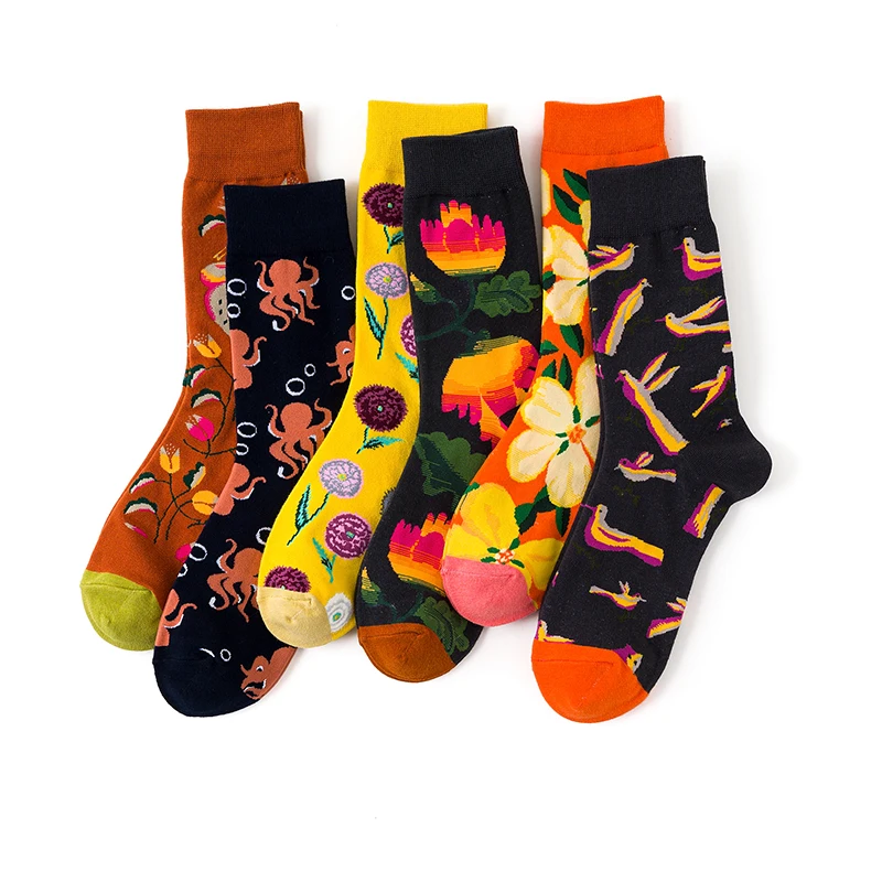 Изображение мулт героев, женский, Носки цветок, растение, свадебная брошь, Kawaii Смешные счастливые повседневная женская обувь коттоновые носки уличная катание носки Harajuku
