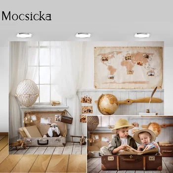 

Travelling Adventure Children Birthday Art Backdrop Photo Studio Newborn Pirate Portrait Photography Background Baby Room Decor