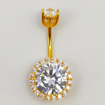 

925 sterling silver belly button ring cubic zircon Navel Piercings Jewelry
