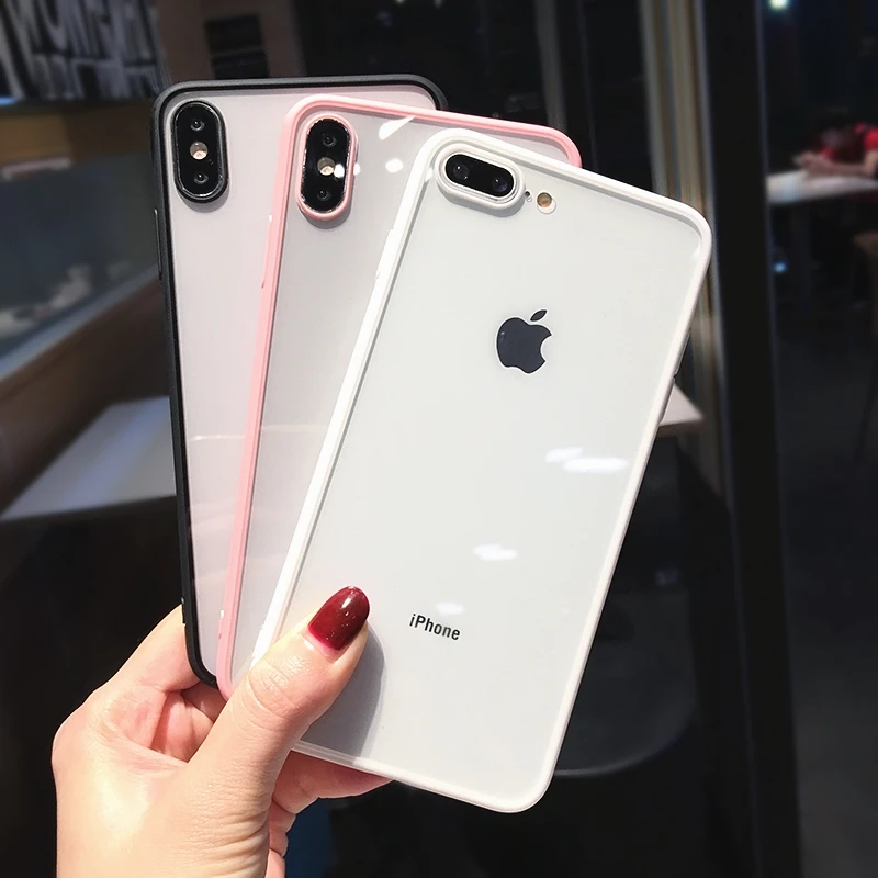 

Fashion Bumber Shoclproof Frame Transparent Phone Case For iPhone X XS XR XS Max 6 6s 7 8 Plus Clear Soft Silicone Back Cover