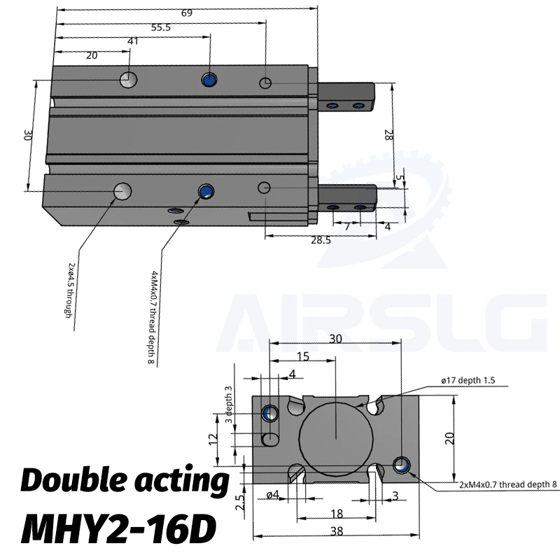 Угловой Воздушный Захват MHC2-10D 16D 20D 25D 180 ° угловой Воздушный Захват Cam style MHY2-10D 16D 20D 25D caluminium clamp - Цвет: MHY2-16D