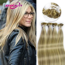 

Straight Hair Extension Flat Tip Keratin Capsules 0.8g/1g/Strand 40g 50g Ali Queen Brazilian Virgin Human Hair Blond Color 30%
