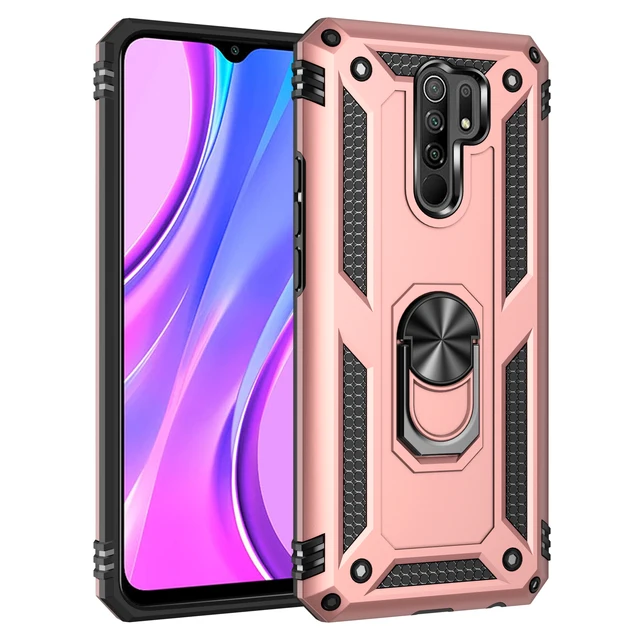 For Xiaomi Redmi 8 8A Note 8 Pro 8T Shockproof Armor Magnetic Metal Ring Stand Bumper  Phone Case Back Cover For  Redmi 9 9A 9C Rose Golden