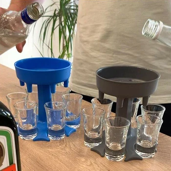

Newly 6 Shot Glass Dispenser Holder Drinking Games Shot Glasses Get Party Started Fast Wine Glass Dispenser XSD88