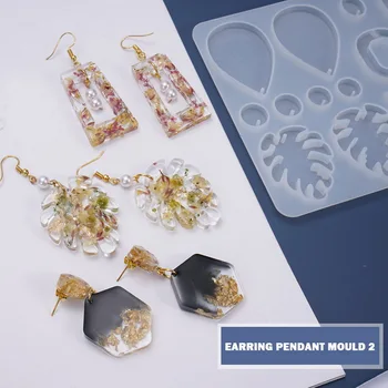 

Crystal Epoxy Resin UV Glue Mold Silicone Earring Pendant Casting Silicone Mould Creative DIY Molds Crafts Jewelry Making Tools