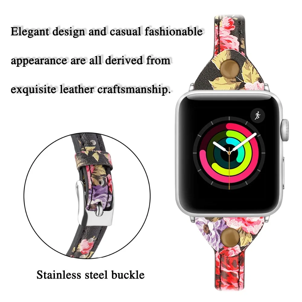 Ремешки для Apple Watch 38 мм 40 мм 4 44 мм кожаный браслет для Apple Watch ремешок 5 4 3 2 1 для iWatch серии 42 мм женские ремешки