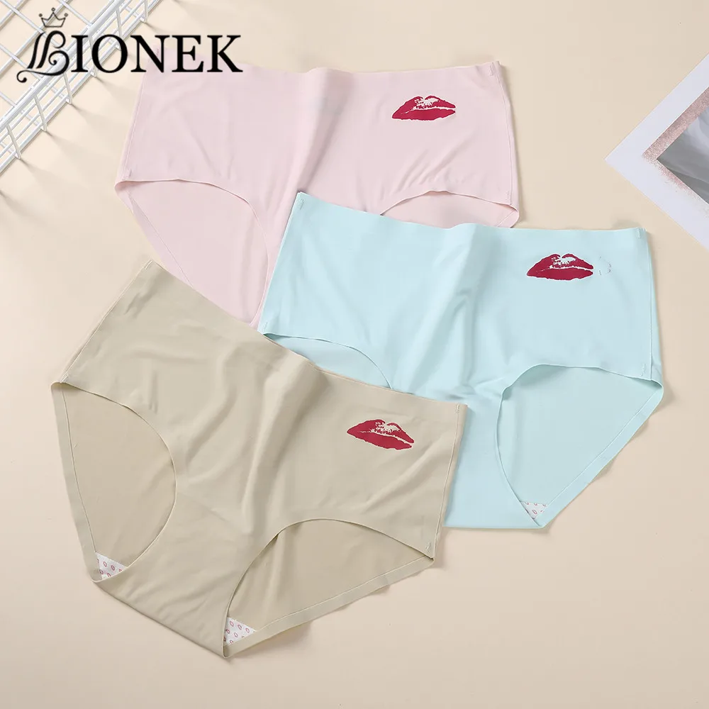 

BIONEK Women's Seamless Lingerie One Piece Ice Silk Underwear Mid-waist Breathable Girl Antibacterial Panties High-Quality