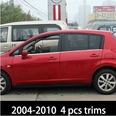 Нержавеющая сталь окна автомобиля планки для nissan tiida pulsar c11 c12 c13 2004-2013 - Цвет: 4 pcs trims