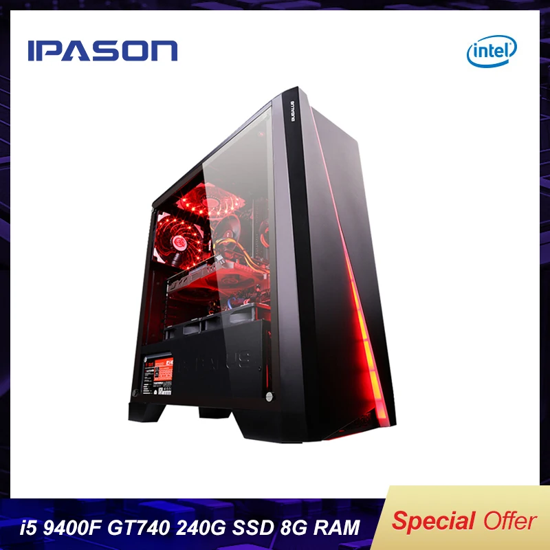  IPASON gaming PC Intel i5 8400 upgrade 9400F/GT740 LOL Gaming/office desktops Internet assembled co