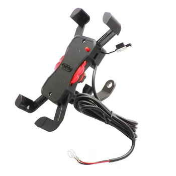 

Mobile Phone Holder with Double USB Charger Socket Handlebar Install Stand for Motorcycle Scooter Moped ATV Motorbike