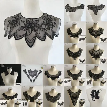

Fashion Style Black Organza Lace Collar DIY Trim Embroidery Applique Lace Fabric Sewing Clothing Neckline decorate Accessories