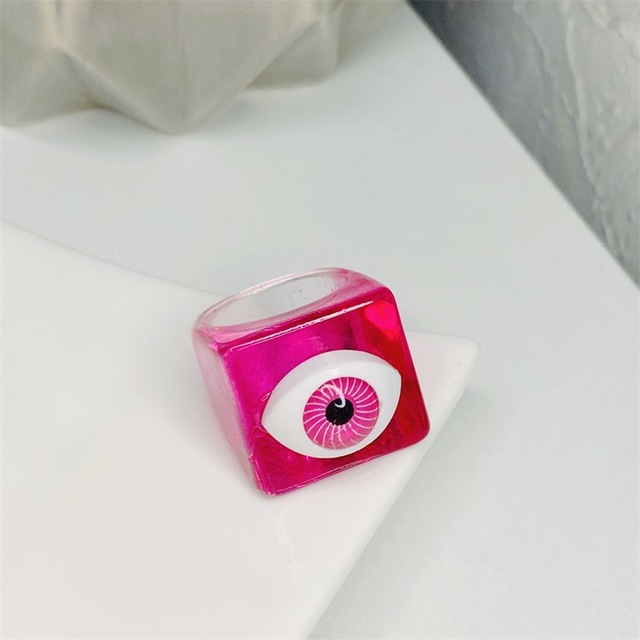 Korean Colorful Fashion Resin Fruit Ring Acrylic Geometric Round Rings for Women Beach Party Wedding Jewelry Anillos