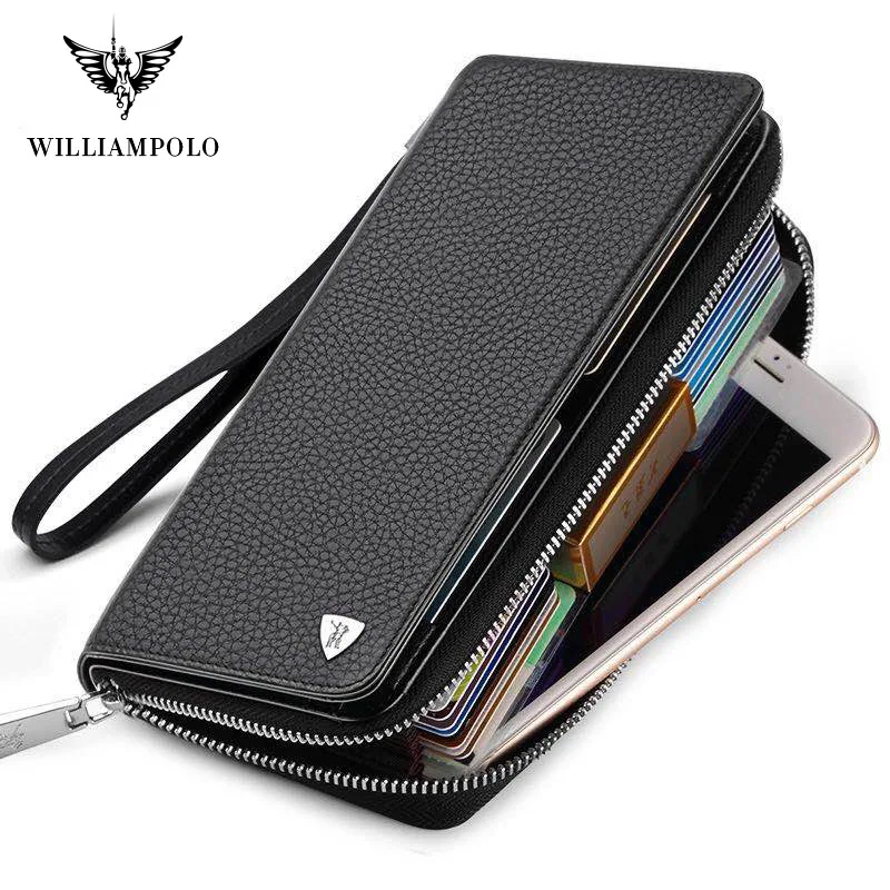 

Luxury Brand Real Cowskin Men Wallets Large Capacity Card Holder Wallet Coin Purse Genuine Leather Long Purse Men Clutch Wallets