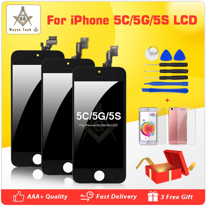 Розничная продажа дисплей качества AAA для iPhone 5 5S 5C ЖК экран с дигитайзером и