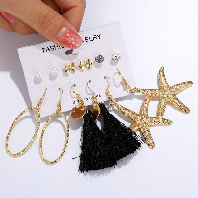 Tassel Earrings For Women Boho Acrylic Earrings Crystal Set Long Shell Stud Earring 2020 Brincos Female Fashion Jewelry