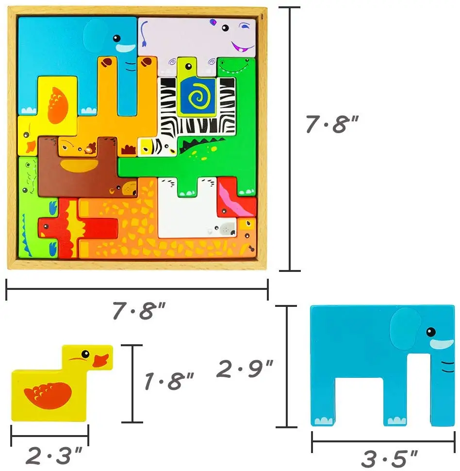 Деревянный Тетрис, головоломка, игрушки, 3D набор животных, Детский развивающий стек, формы мозгов, для детей дошкольного возраста, массивная игрушка Монтессори, игра