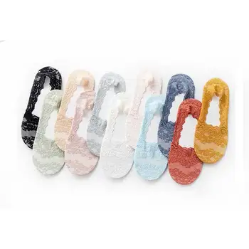 

Solid Color Women Socks Silicone Shallow Women Lace Slipper Ankle Socks Invisible Seamless Low Cut At Socks Short Sock Hot