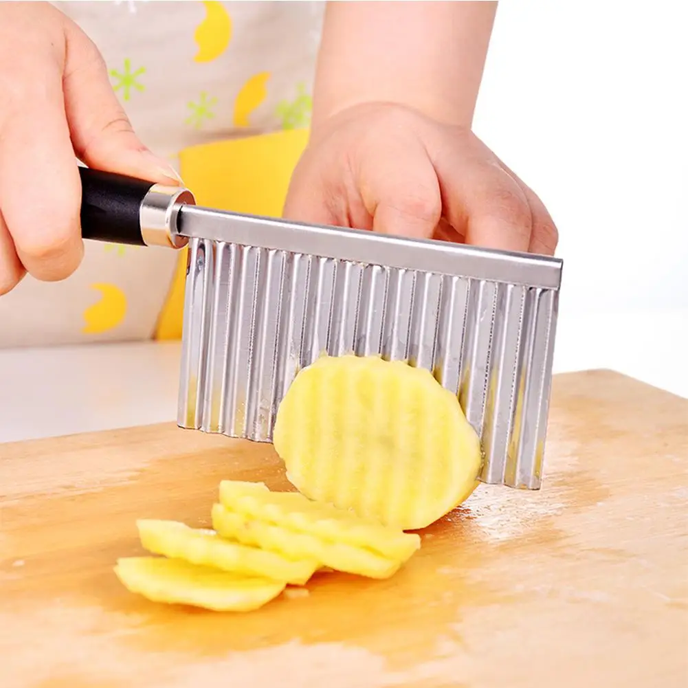 Креативный гофрированный нож из нержавеющей стали для волнистой нарезки картофеля, измельчитель, нож для нарезки изысканного огурца, слайсер, измельчитель, кухонный инструмент