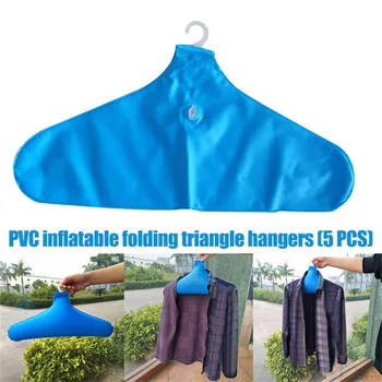 

5Pcs/Set Pvc Inflatable Clothes Hanger Foldable Non Slip Travel Portable Coat Hangers Plastic Triangular Rack Travel Organizer