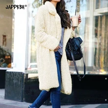 Зимнее плюшевое пальто из искусственного меха для женщин повседневные Длинные куртки из искусственного меха больших размеров женская модная теплая верхняя одежда черного цвета casaco feminino