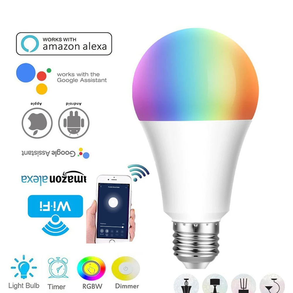 E27/B22/E26/E14 умная лампа RGB LED WiFi светильник для Android Apple дистанционное управление дома