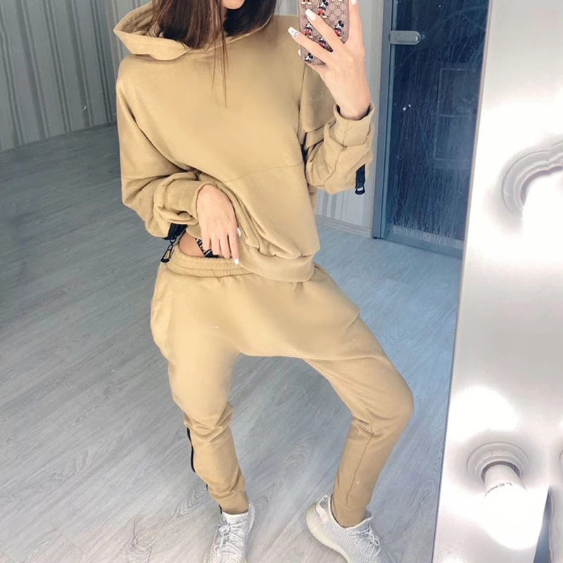 Waliicorners Sweatshirt+Long Pants Casual Sport Outfits Outdoor Street 2 Piece Tracksuits Hooded Collar Back Zip 15 H9883337c9bc74de8bdce6e2a7f4f9301J