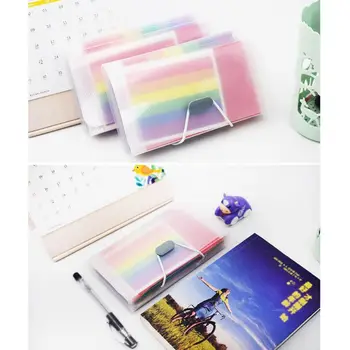 

1 Pc Rainbow Color A6 Document Bag Cute Mini Bill Receipt File 13 Grids Pouch Folder