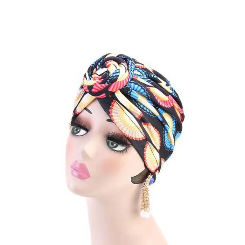 

XEONGKVI European Pop Muslim Vortex Disk Flowers Skullies Beanies Spring Autumn Brand Pompom Cotton Hat For Women Fashion Turban