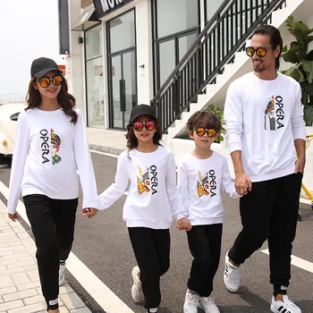 

Parent-child Matching Outfit Hoodie Autumn and Winter Halloween Chinese-style Peking Opera Facial Makeup Family of Three Mother-