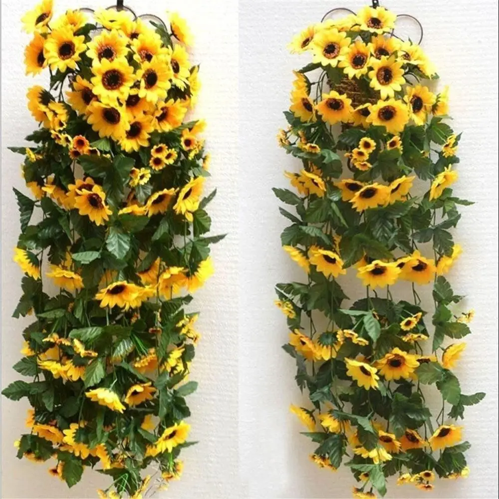 

Artificial Yellow Sunflower Garland Flower Vine Wedding Floral Arch Decor Silk