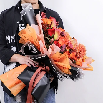 

20pcs Waterproof Wrapping Paper Craft Gilt Marble Pattern Flower Birthday Decoration Paper Bouquet Packaging Florist Supplies