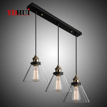 

Rushed Lamparas Lamp Glass Lanterns Restaurant Lamp 3 Head American Country Ceiling Bedroom Living Room Simple Bar Pendant light