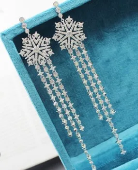 

high quality low price New style fashion Snow flower diamond crystal Long 925 Silver Needle lady's earings 53
