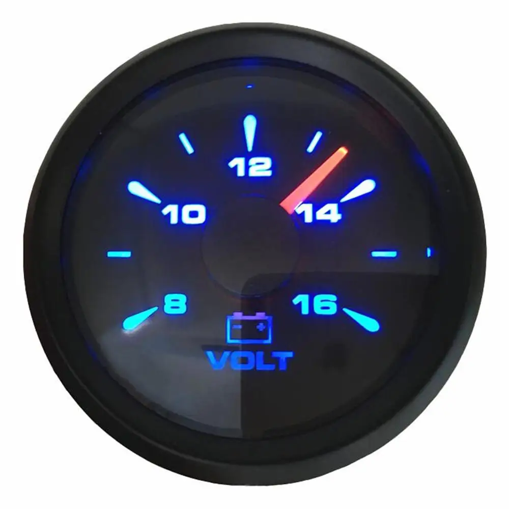 1pc Free Shipping 52mm Pointer Volt Meters Marine Voltmeters 8 16V Volt Gauges with Red Blue