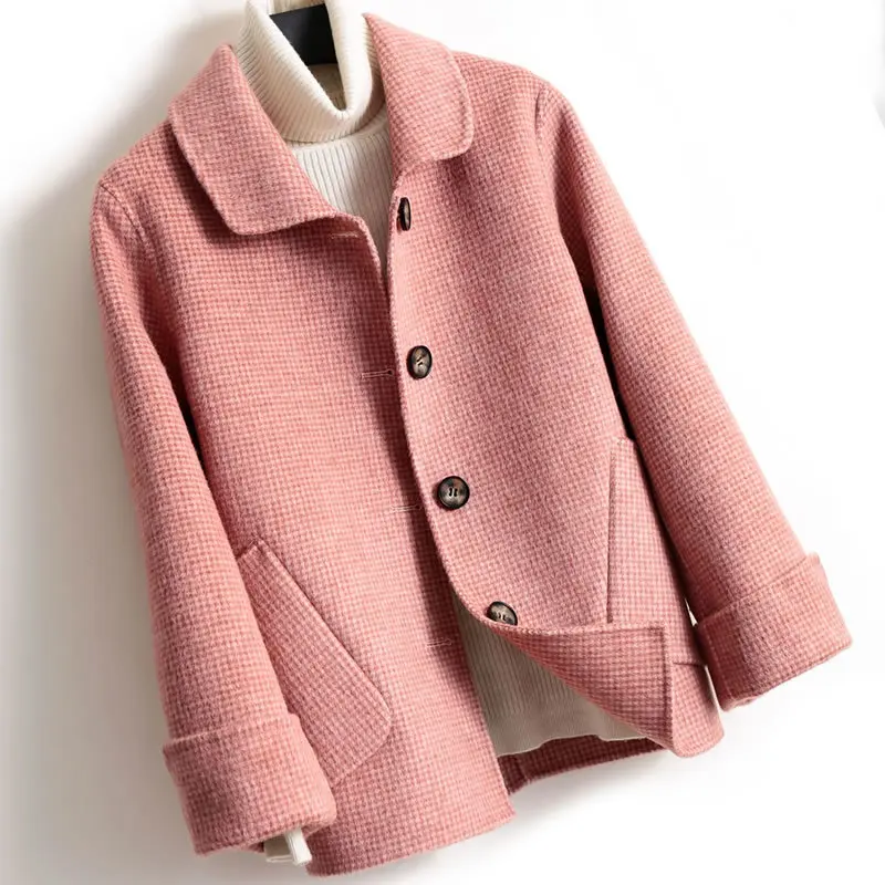 Big Pocket Long Sleeve Wool Coat Female 