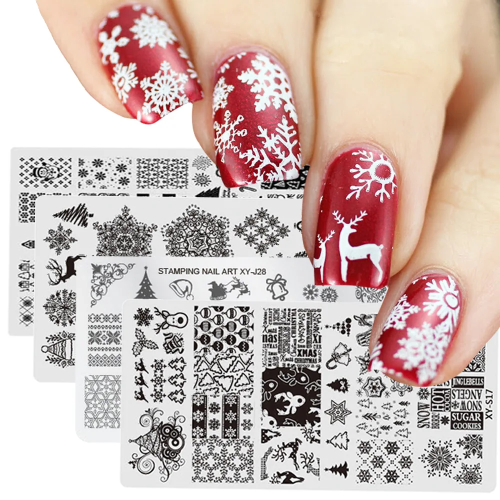 

Nail Art Stamp Board Leaf Flower Christmas Series Snowflake Geometric Lace Nail Polish Printing Jelly Stamping Scraper Tool