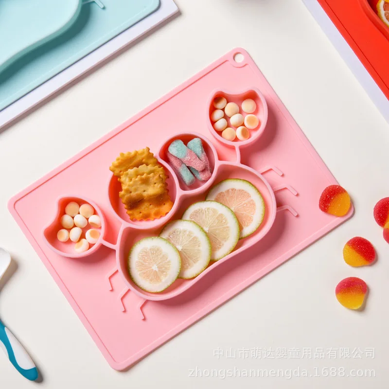 Baby Silicone Dining Plate Cartoon Whale Crab Toddler Tableware Set Children Feeding Bowl Spoon Fork Kids Anti-fall Dishes