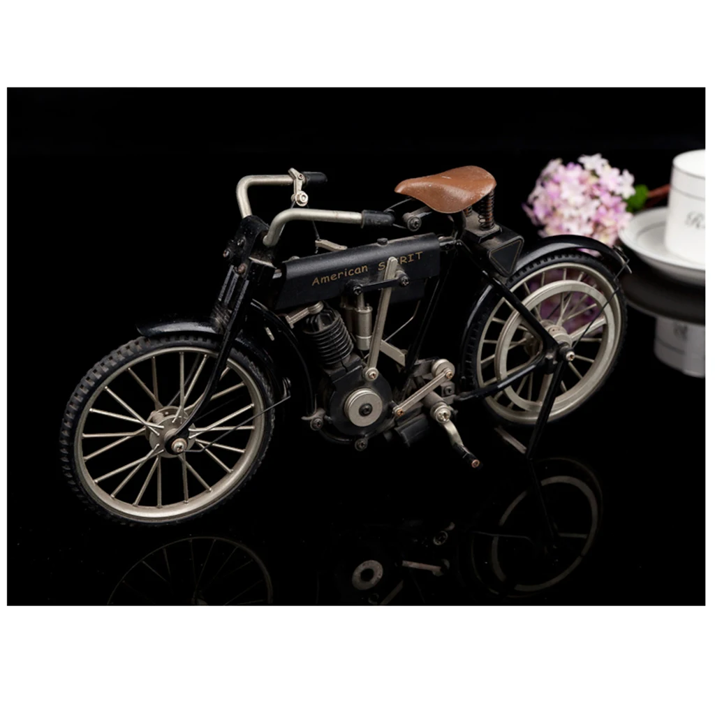 1:10 Scale Metal Decorative Bicycle Model Classic Black Bike Coffee Bar Decor - B