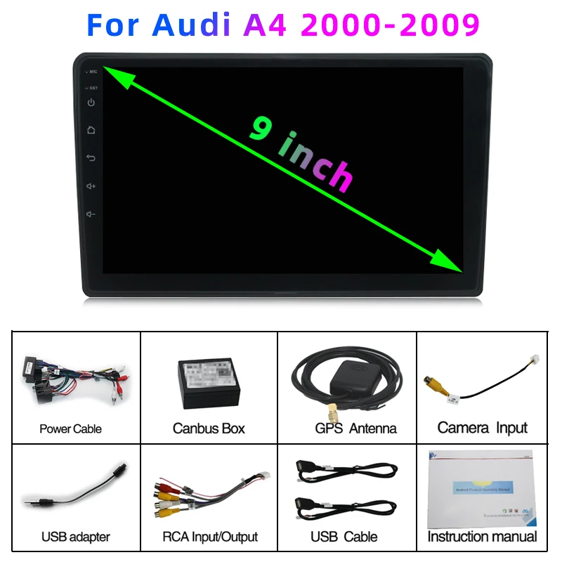 LUBELA-9 inch 2din Android car radio GPS navigation multimedia video player with bluetooth stereo receiver audio for Audi A4 B6 car stereo