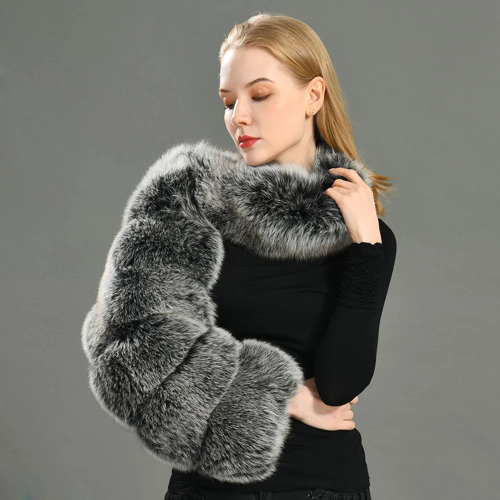 Jxwatcher Women Real RaccoonFur Sleeve Ladies Fashion Natural Fur Coat One Sleeve Luxury Fox Fur single Sleeves New Style