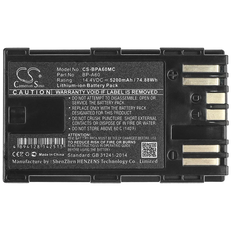 Cameron sino 5200 мАч батарея для CANON CA CP200L EOS C200 PL C200B C300 Mark II XF705 BP A60|Цифровые аккумуляторы|