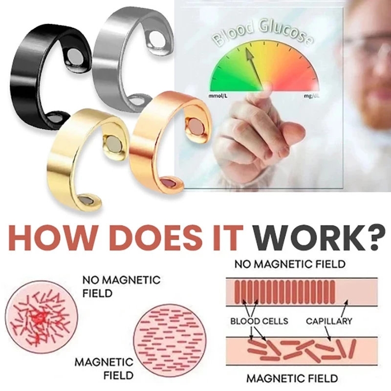 Creativity Blood Sugar Control Ring Magnetic Health Ring Adjustable Healthy Blood Sugar Meter Assist Fitness Lose Weight Tool blood sugar control ring