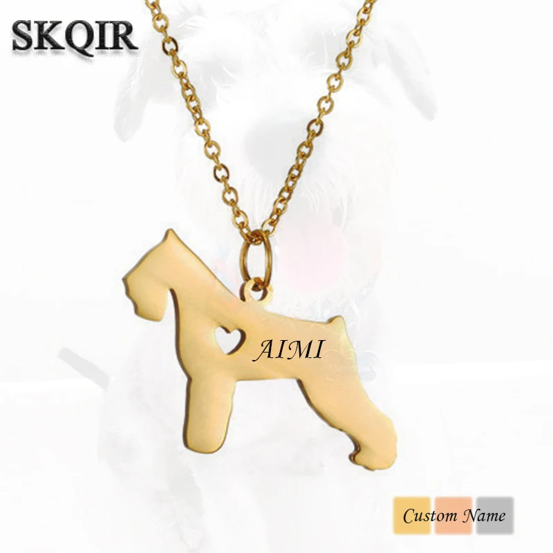 

Engrave Dog Name Necklace Pendant & Chain Christmas Gifts Cute Animal Dog Jewelry Necklaces Custom Schnauzer Pet Stainless Steel